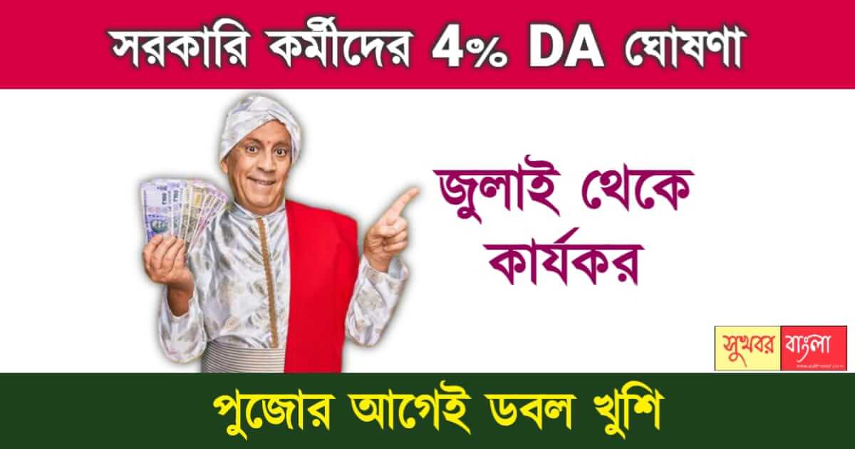 মহার্ঘ ভাতা ঘোষণা (Dearness Allowance)